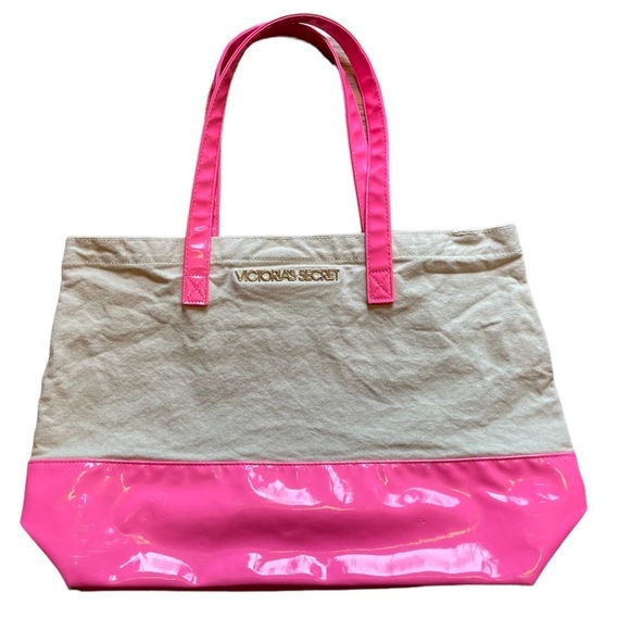 Handbags - Victoria Secret canvas and vinyl pink over shoulder causal bag